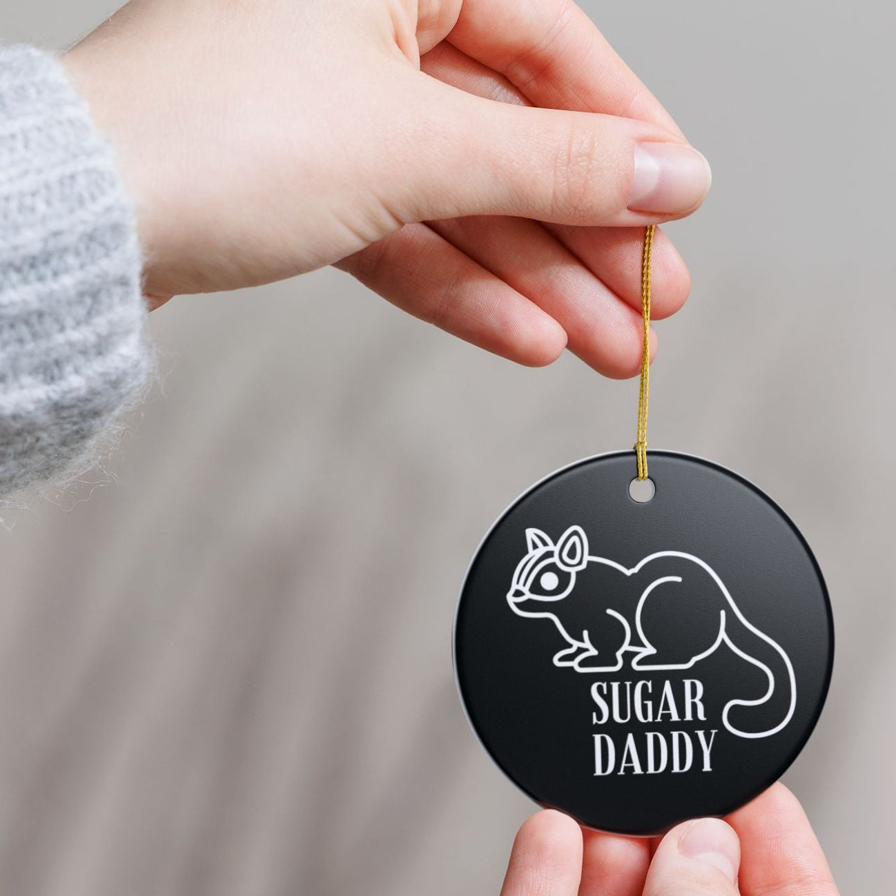 Sugar Daddy Black + White Sugar Glider Ceramic Ornament
