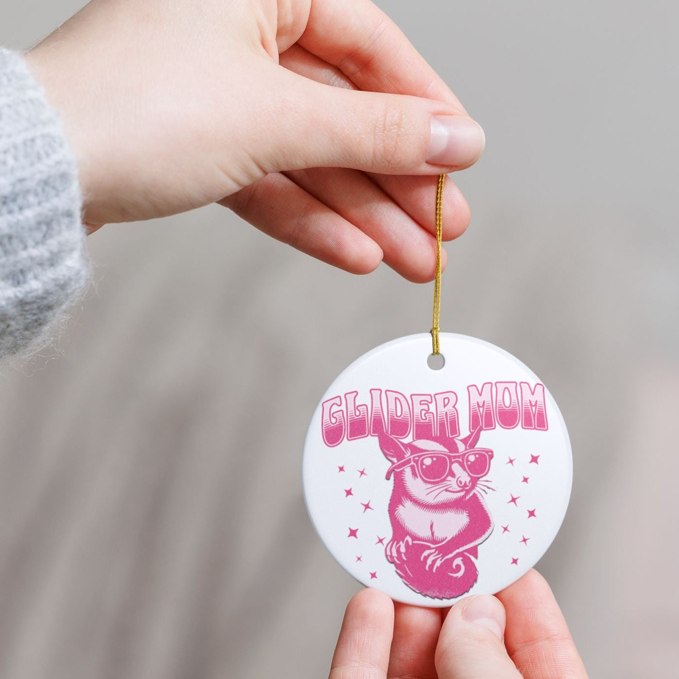 Glider Mom Retro Sugar Glider Ceramic Ornament