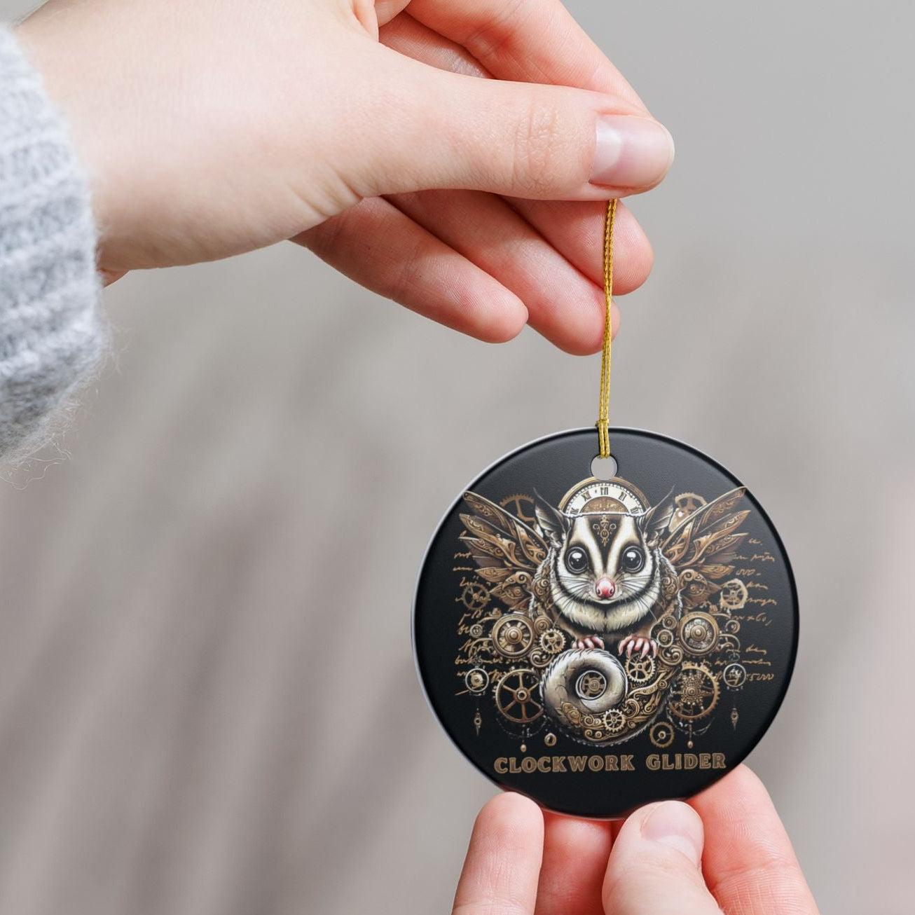 Clockwork Glider Steampunk Sugar Glider Ceramic Ornament