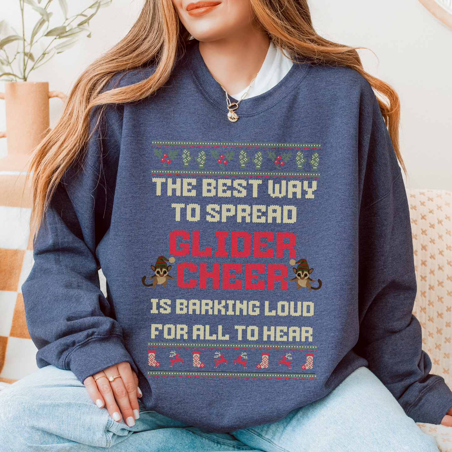 Spread Glider Cheer – Faux Knit Sugar Glider Christmas Sweater