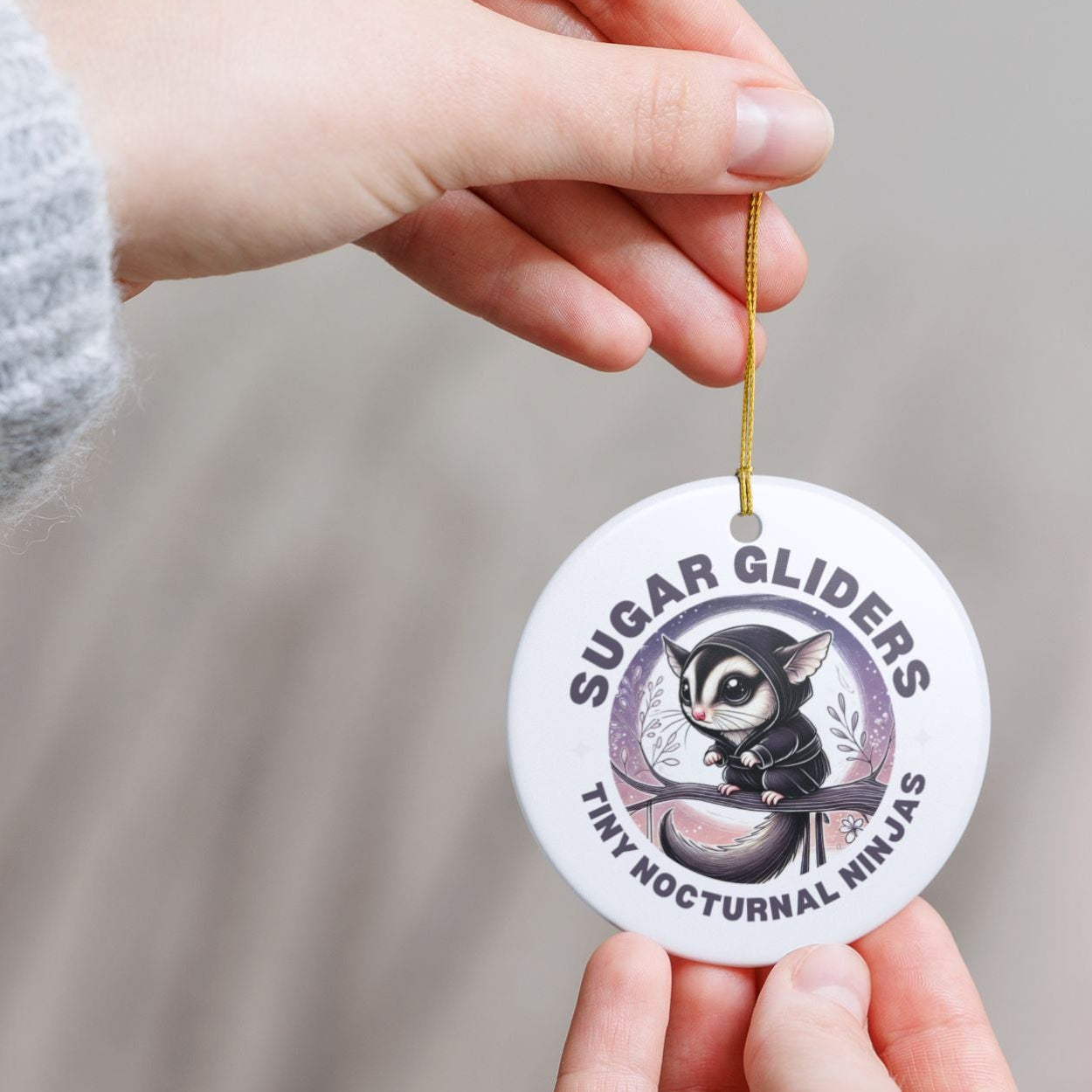 Tiny Nocturnal Ninjas Sugar Glider Ceramic Ornament