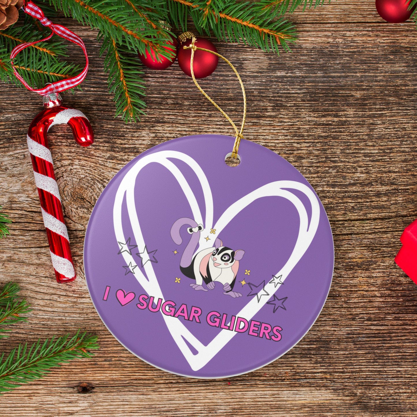 I 🩷 Sugar Gliders Ceramic Ornament