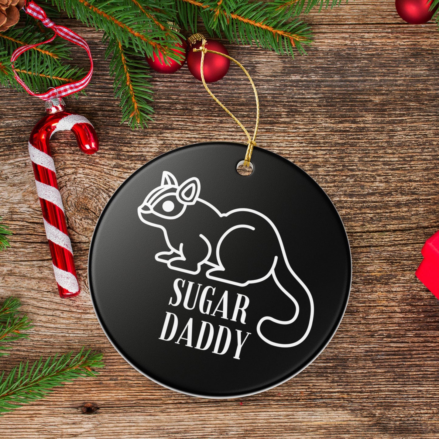 Sugar Daddy Black + White Sugar Glider Ceramic Ornament