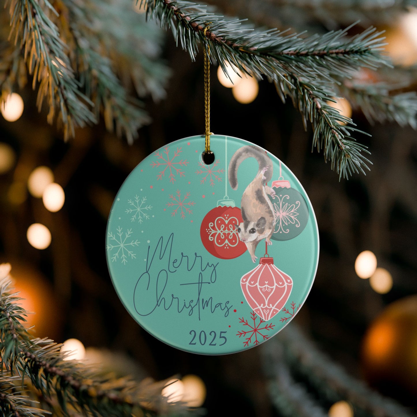Merry Christmas 2025 Sugar Glider Ornament