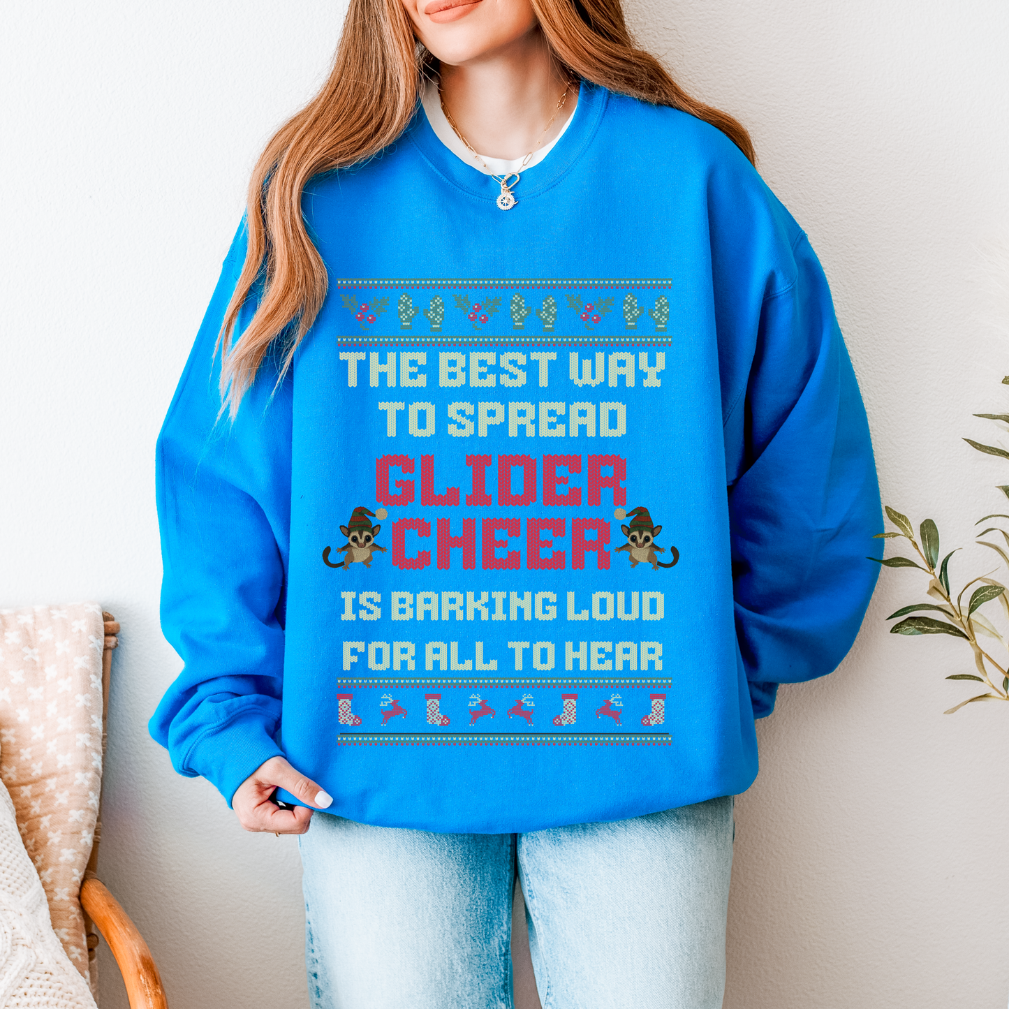 Spread Glider Cheer – Faux Knit Sugar Glider Christmas Sweater