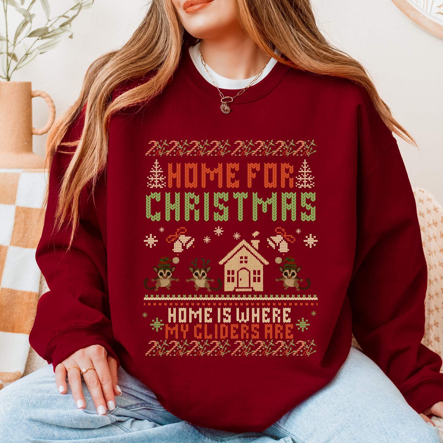Home for Christmas – Faux Knit Sugar Glider Holiday Sweater