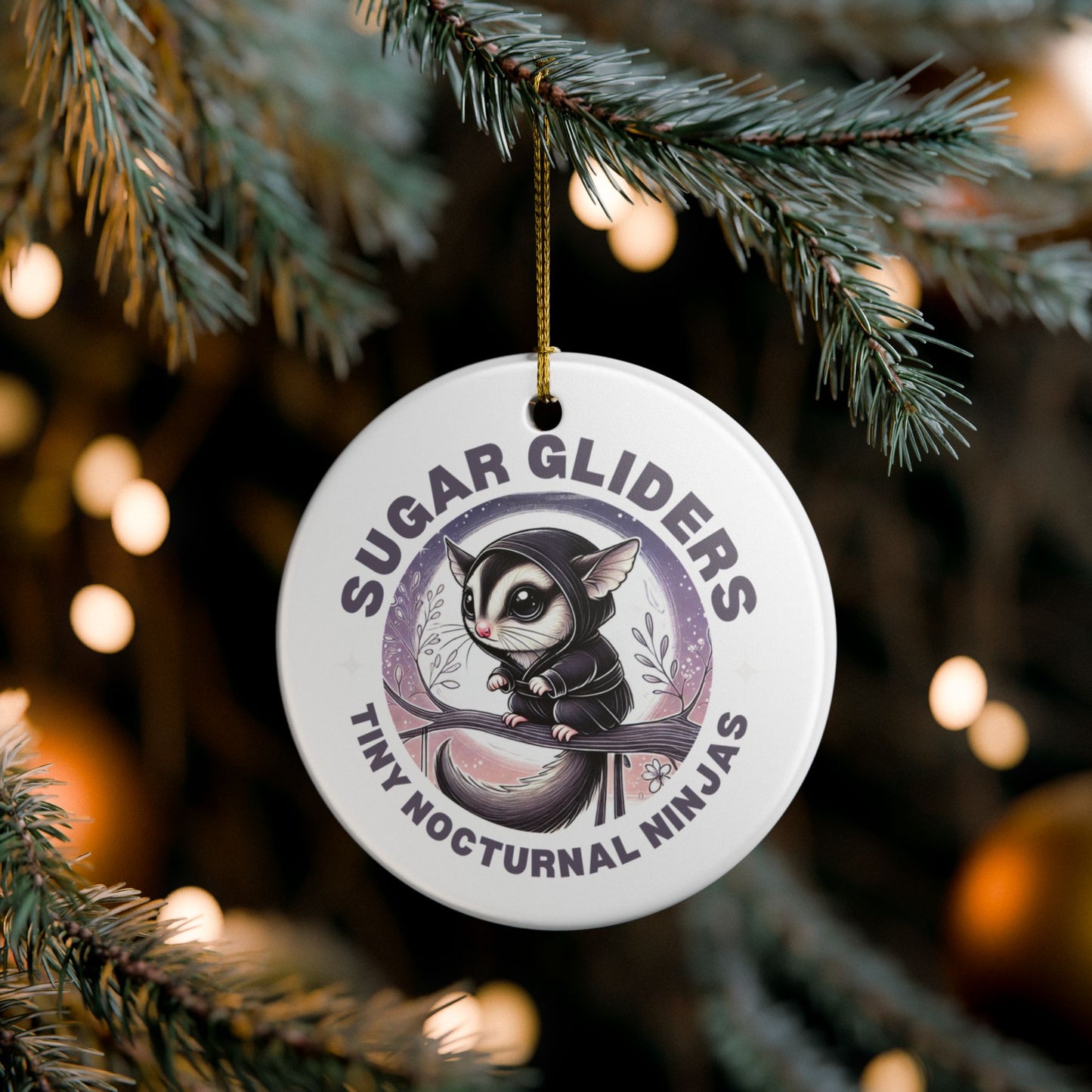 Tiny Nocturnal Ninjas Sugar Glider Ceramic Ornament