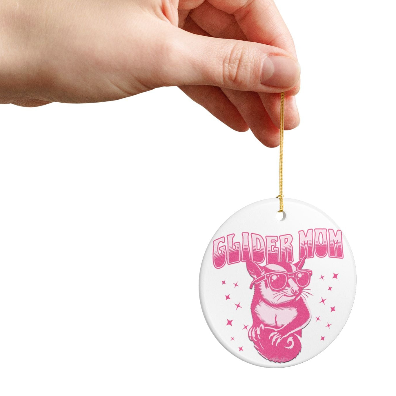 Glider Mom Retro Sugar Glider Ceramic Ornament