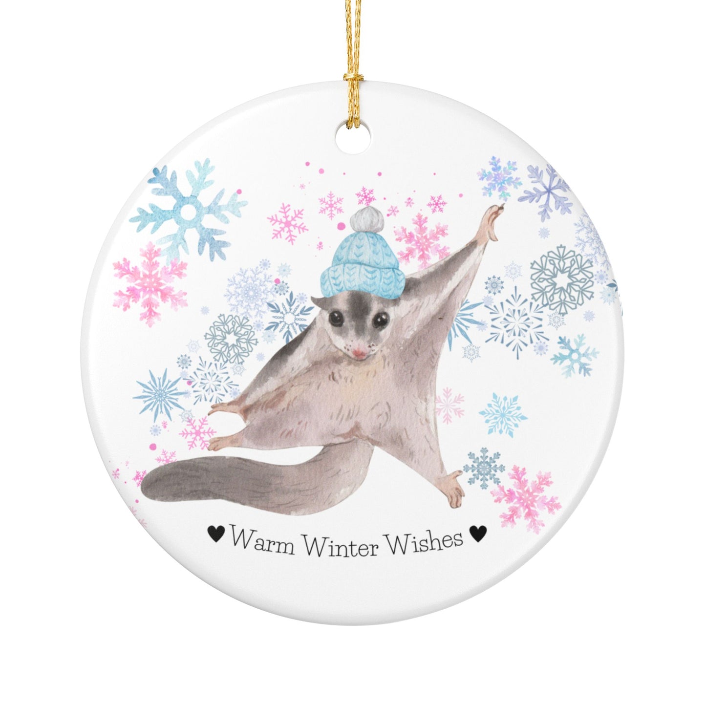 Warm Winter Wishes Sugar Glider Ceramic Ornament