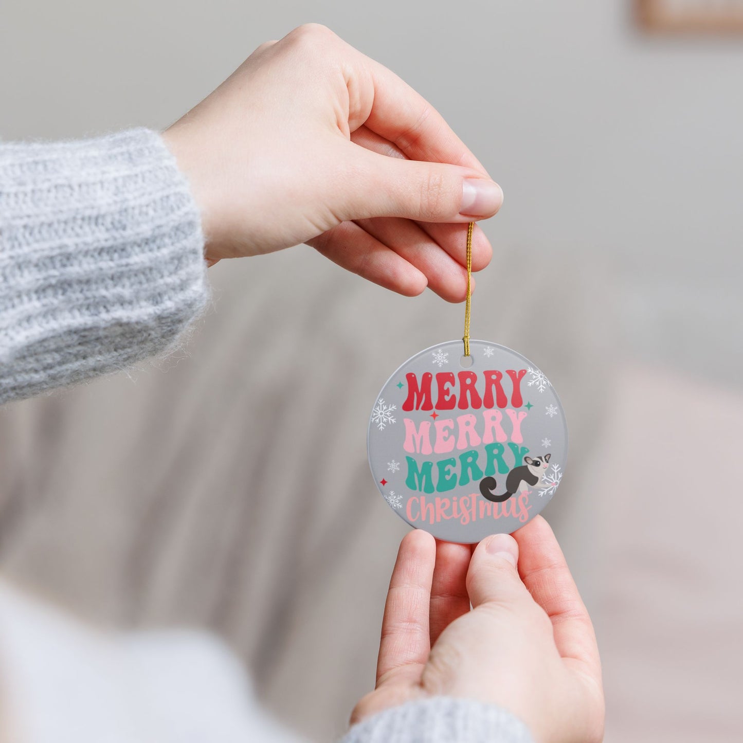 Merry Merry Christmas Sugar Glider Ornament