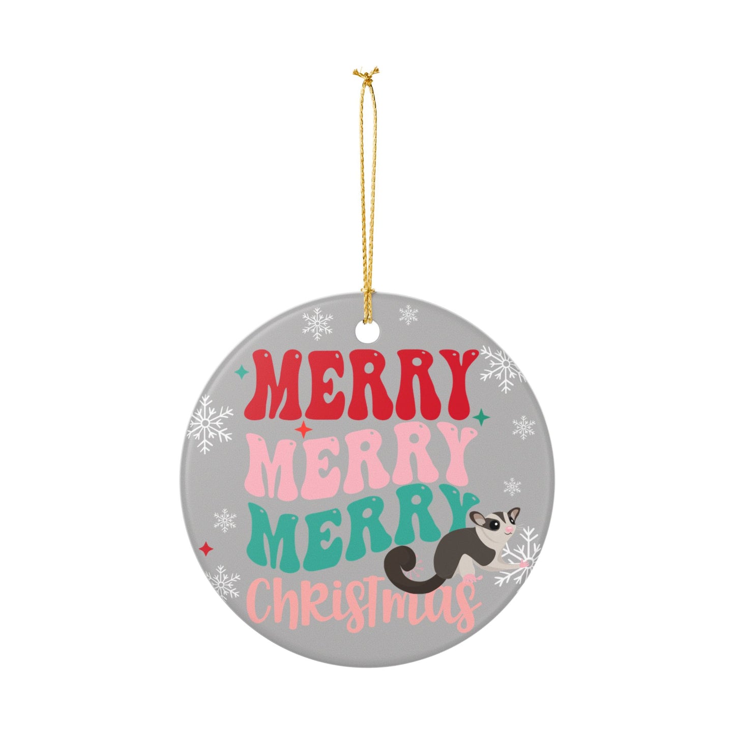 Merry Merry Christmas Sugar Glider Ornament