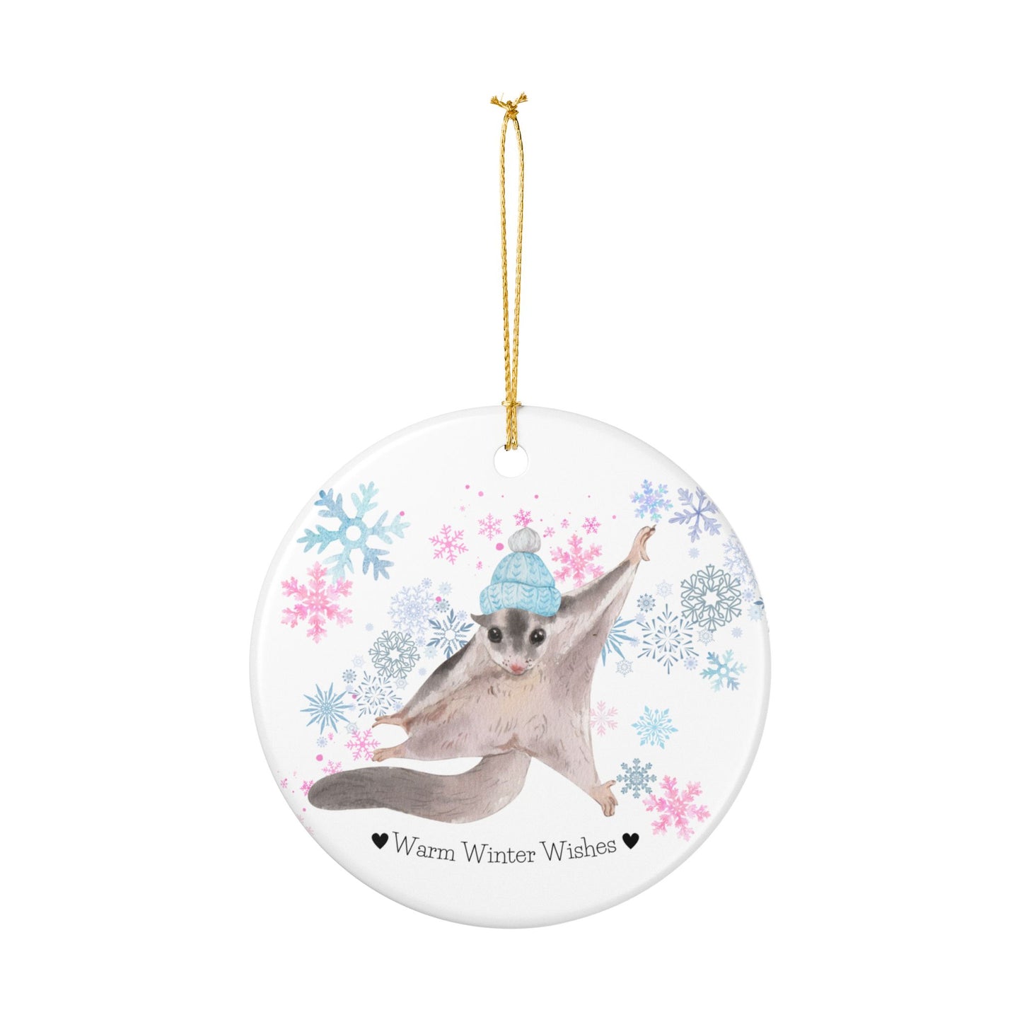 Warm Winter Wishes Sugar Glider Ceramic Ornament