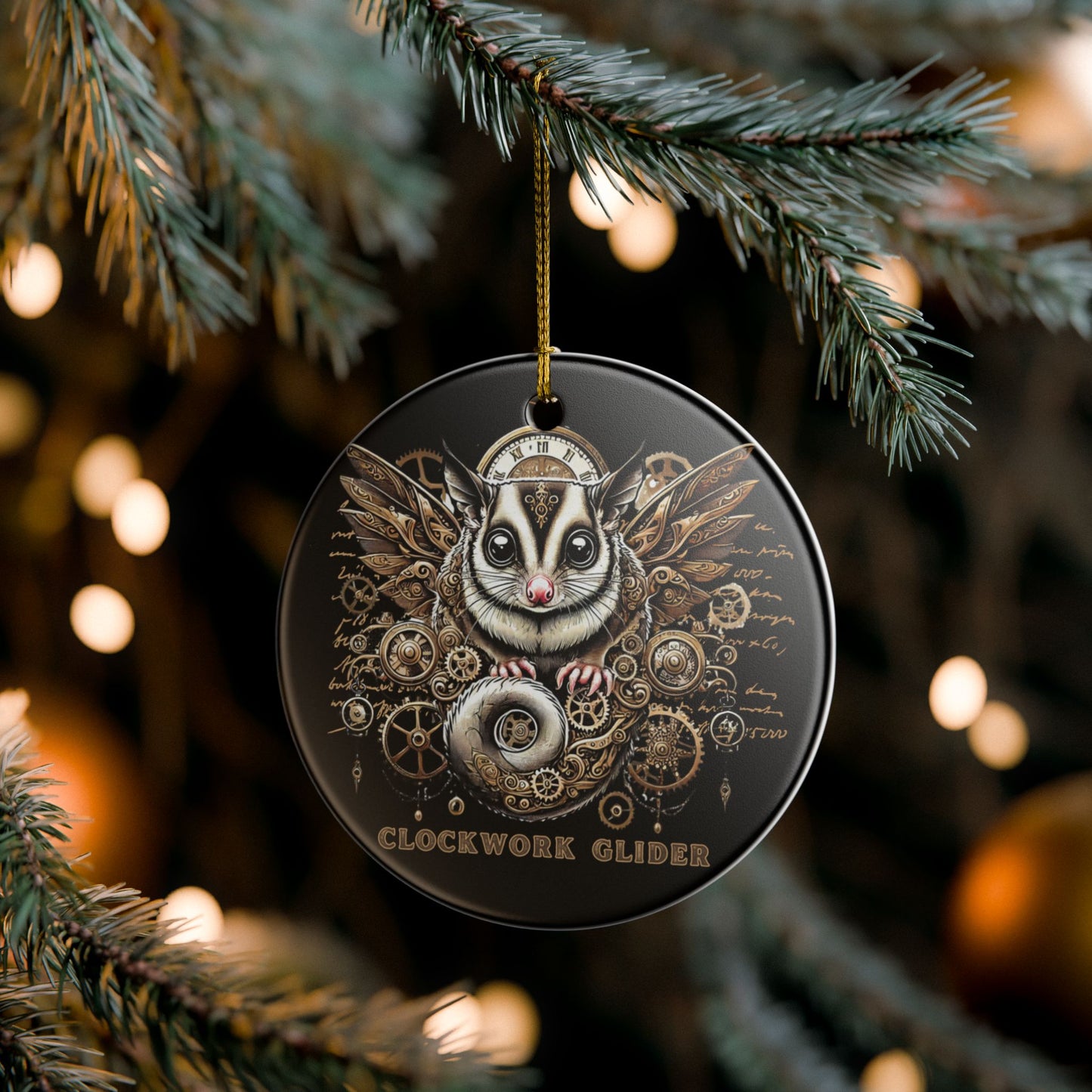 Clockwork Glider Steampunk Sugar Glider Ceramic Ornament