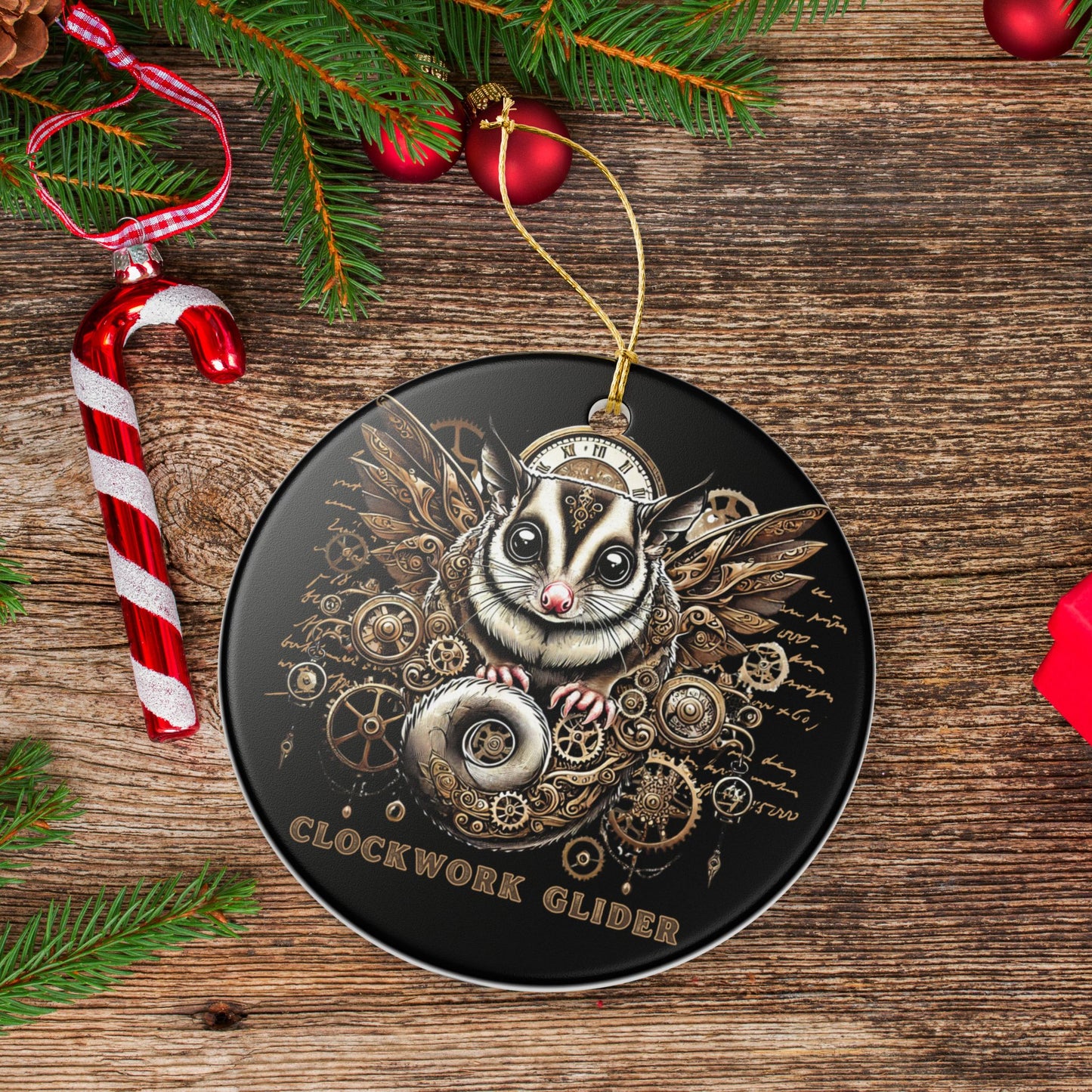 Clockwork Glider Steampunk Sugar Glider Ceramic Ornament