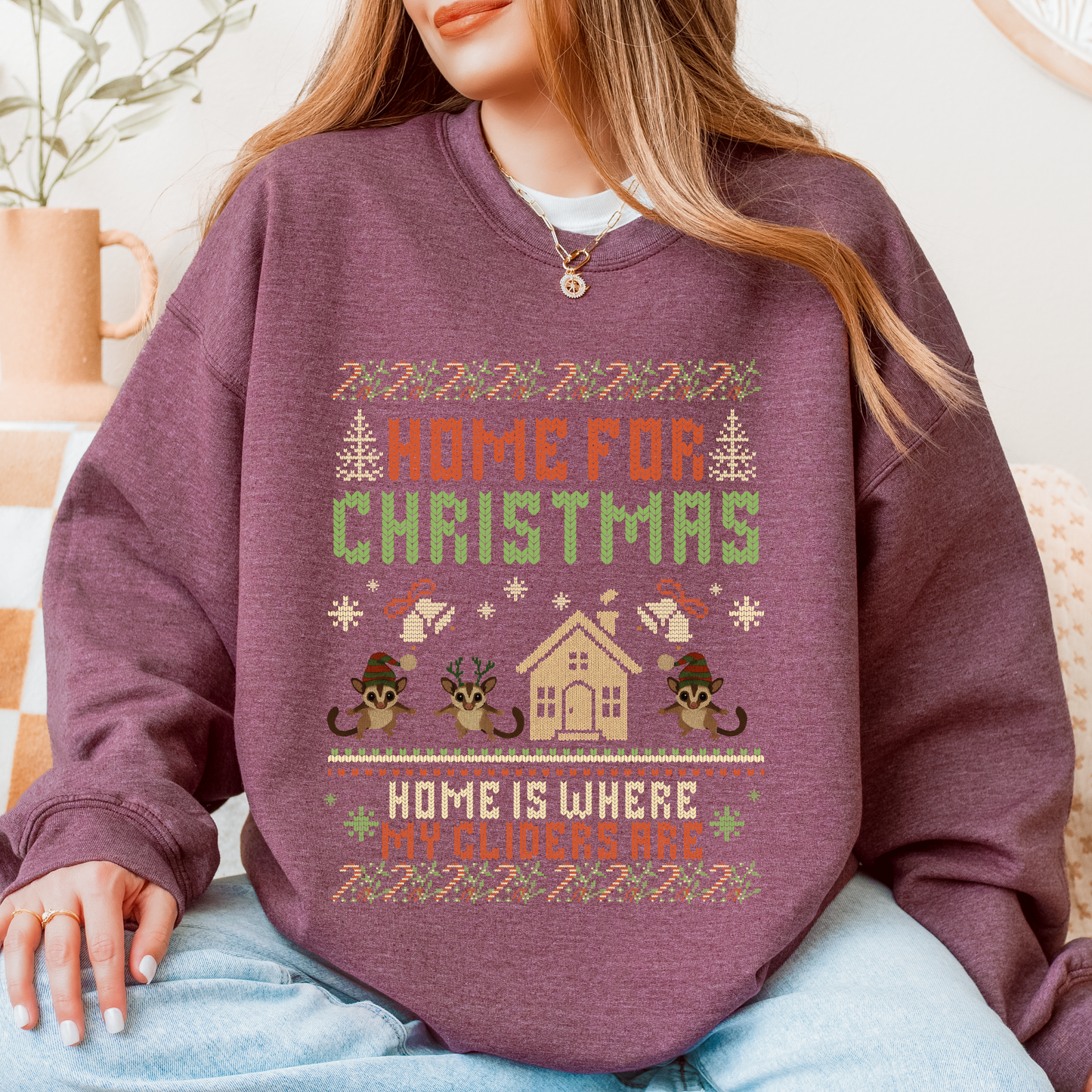 Home for Christmas – Faux Knit Sugar Glider Holiday Sweater
