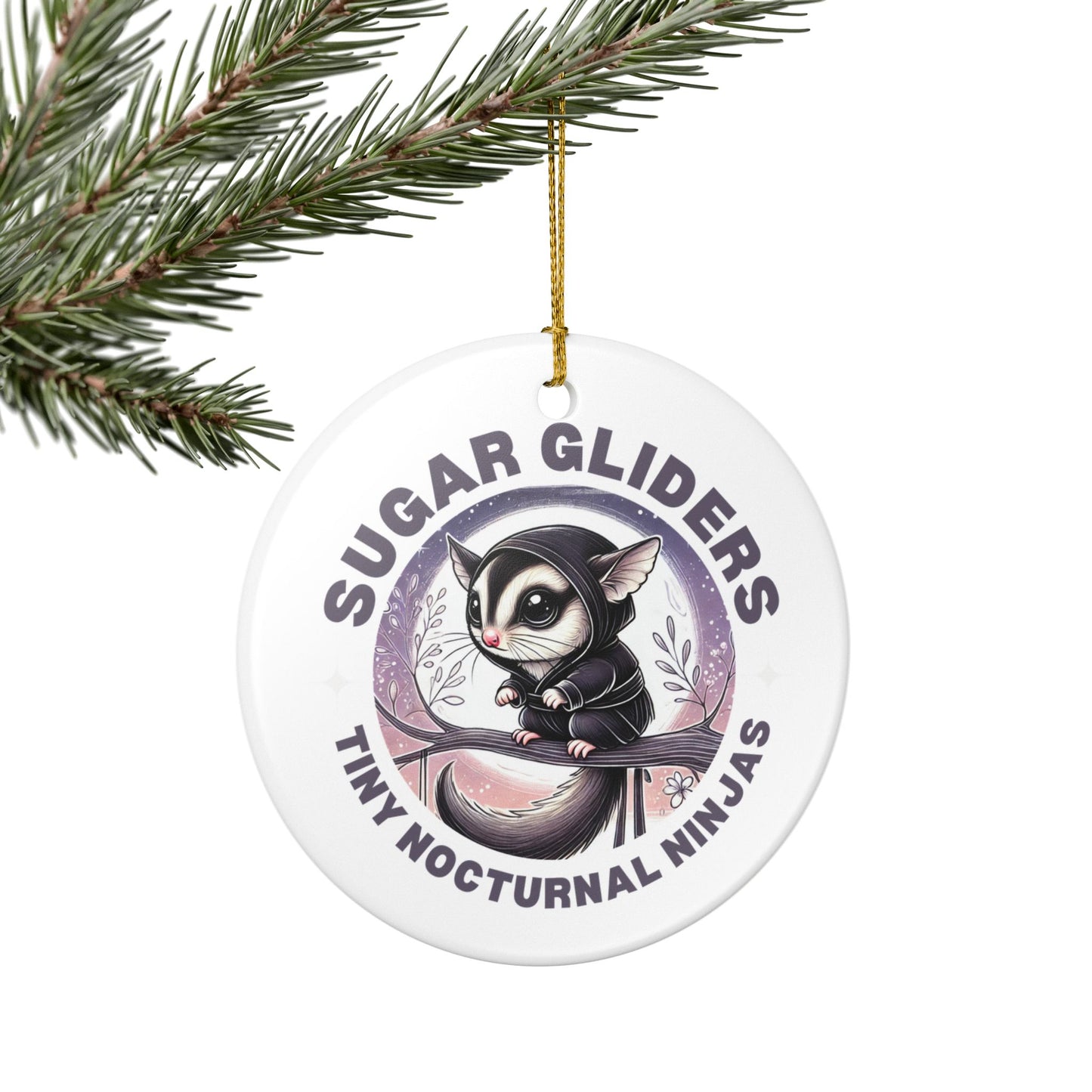 Tiny Nocturnal Ninjas Sugar Glider Ceramic Ornament