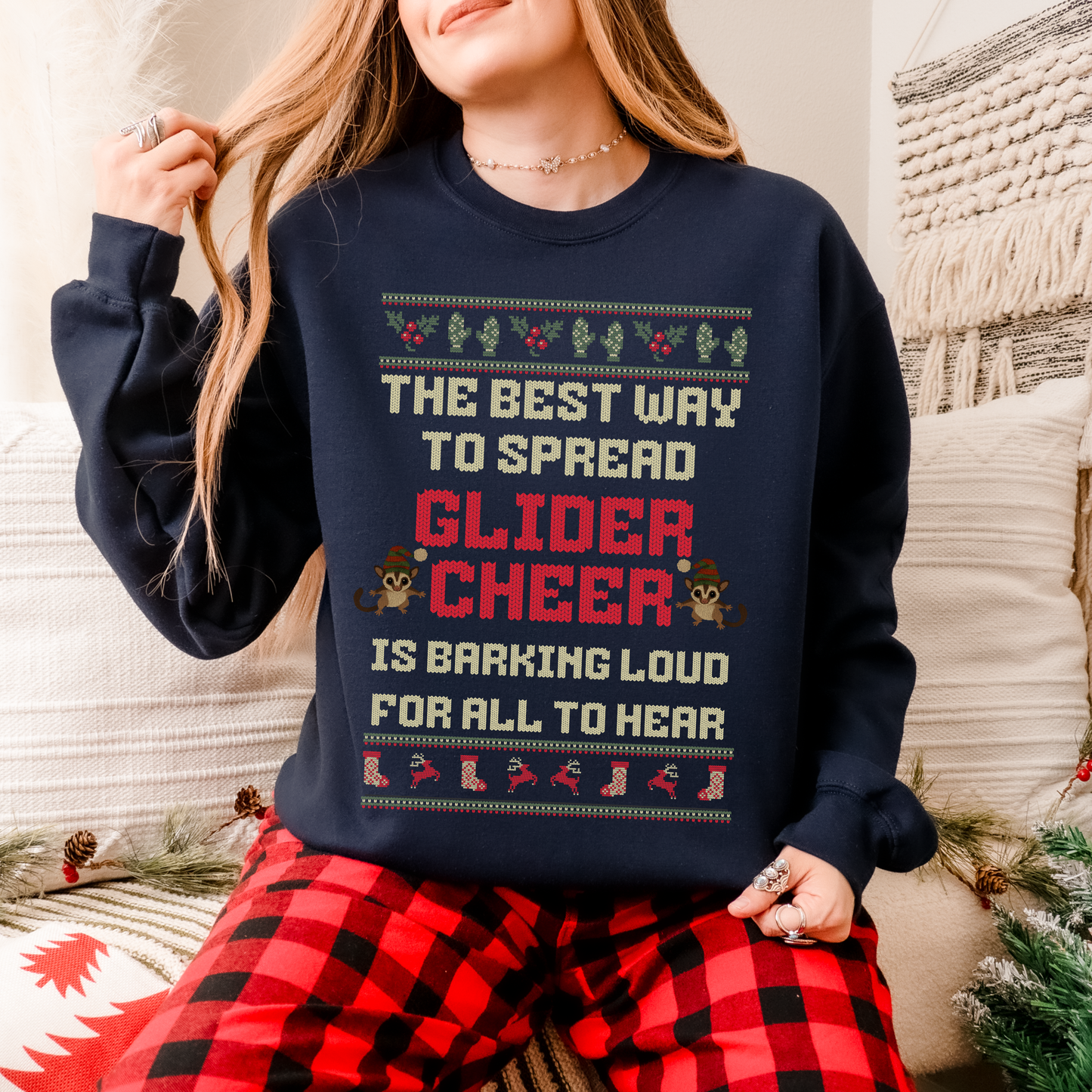 Spread Glider Cheer – Faux Knit Sugar Glider Christmas Sweater