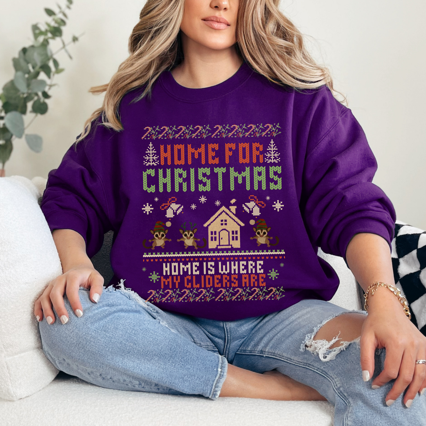 Home for Christmas – Faux Knit Sugar Glider Holiday Sweater