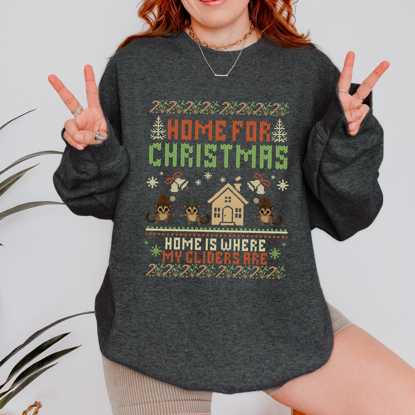 Home for Christmas – Faux Knit Sugar Glider Holiday Sweater