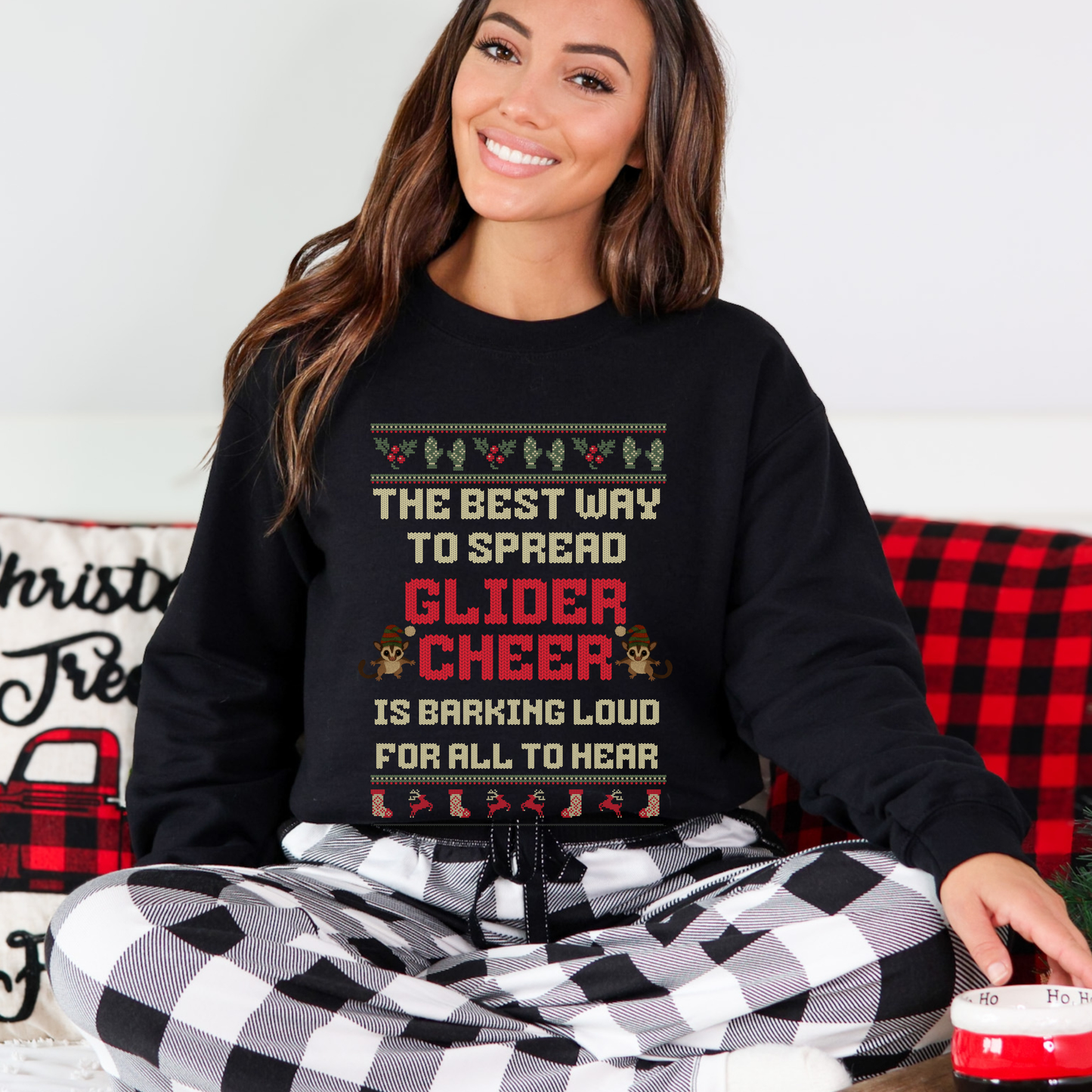 Spread Glider Cheer – Faux Knit Sugar Glider Christmas Sweater