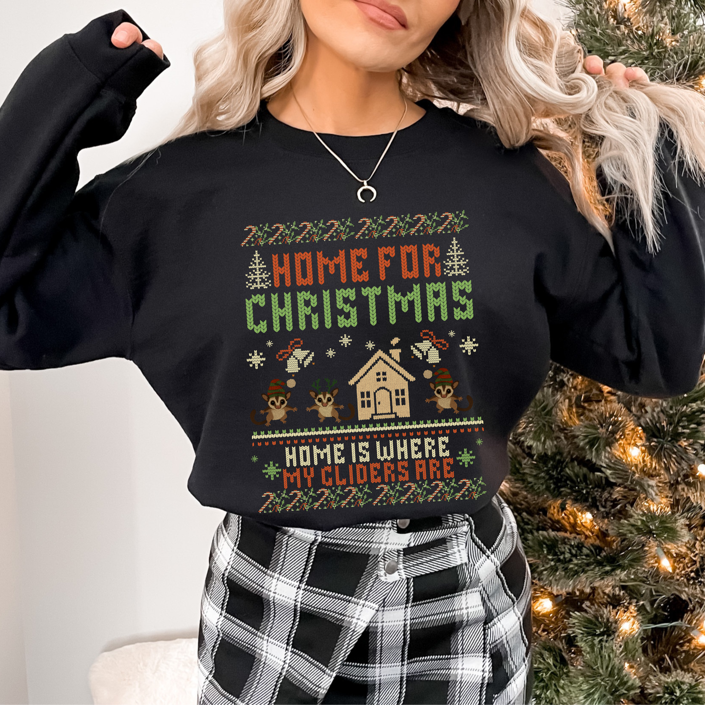 Home for Christmas – Faux Knit Sugar Glider Holiday Sweater
