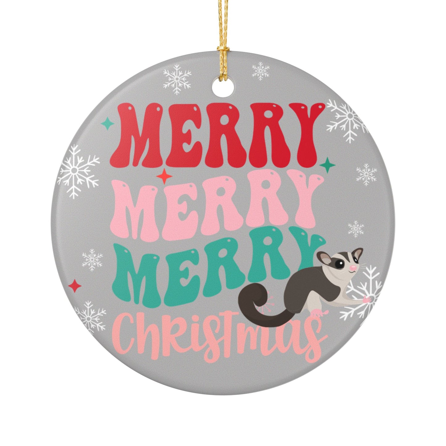 Merry Merry Christmas Sugar Glider Ornament