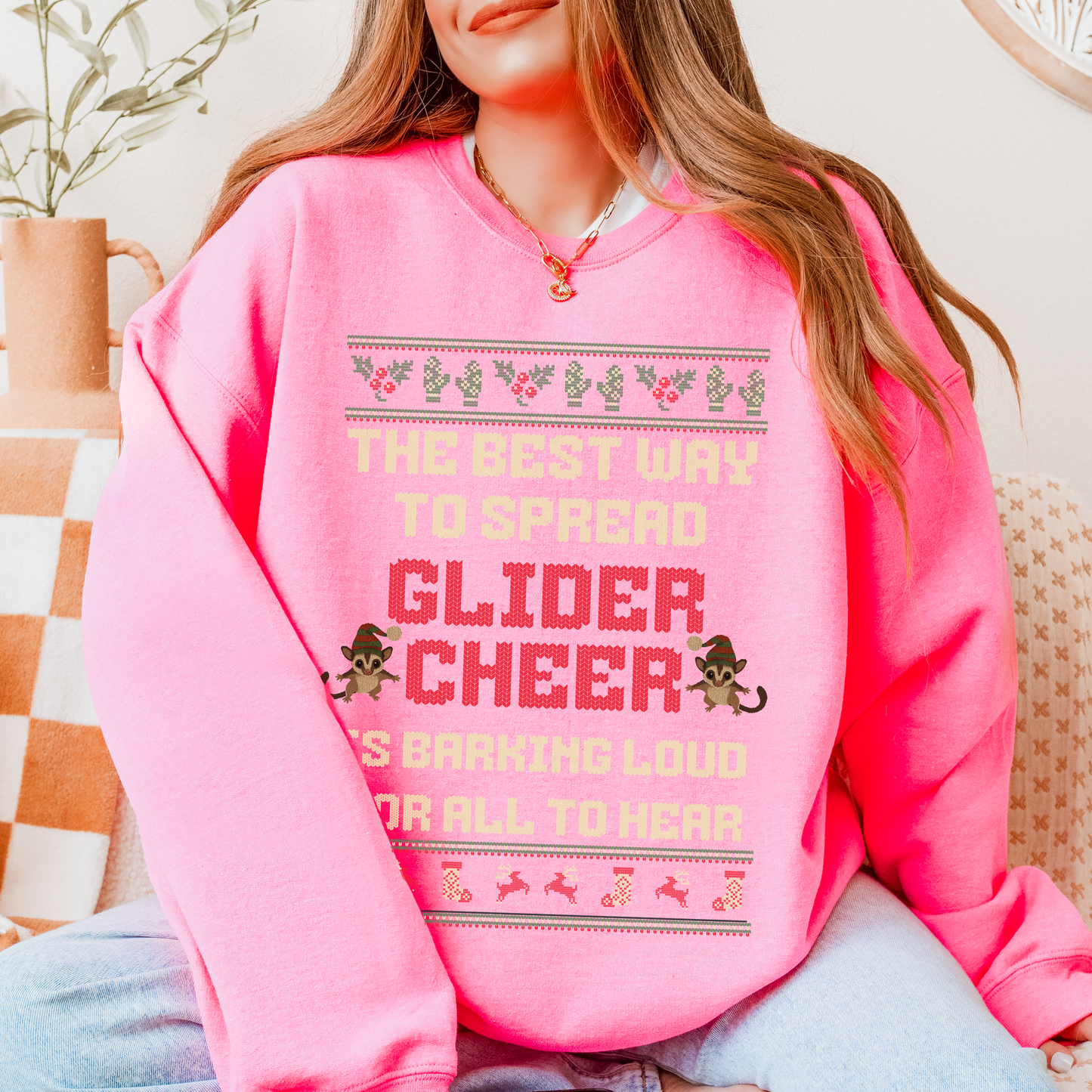 Spread Glider Cheer – Faux Knit Sugar Glider Christmas Sweater