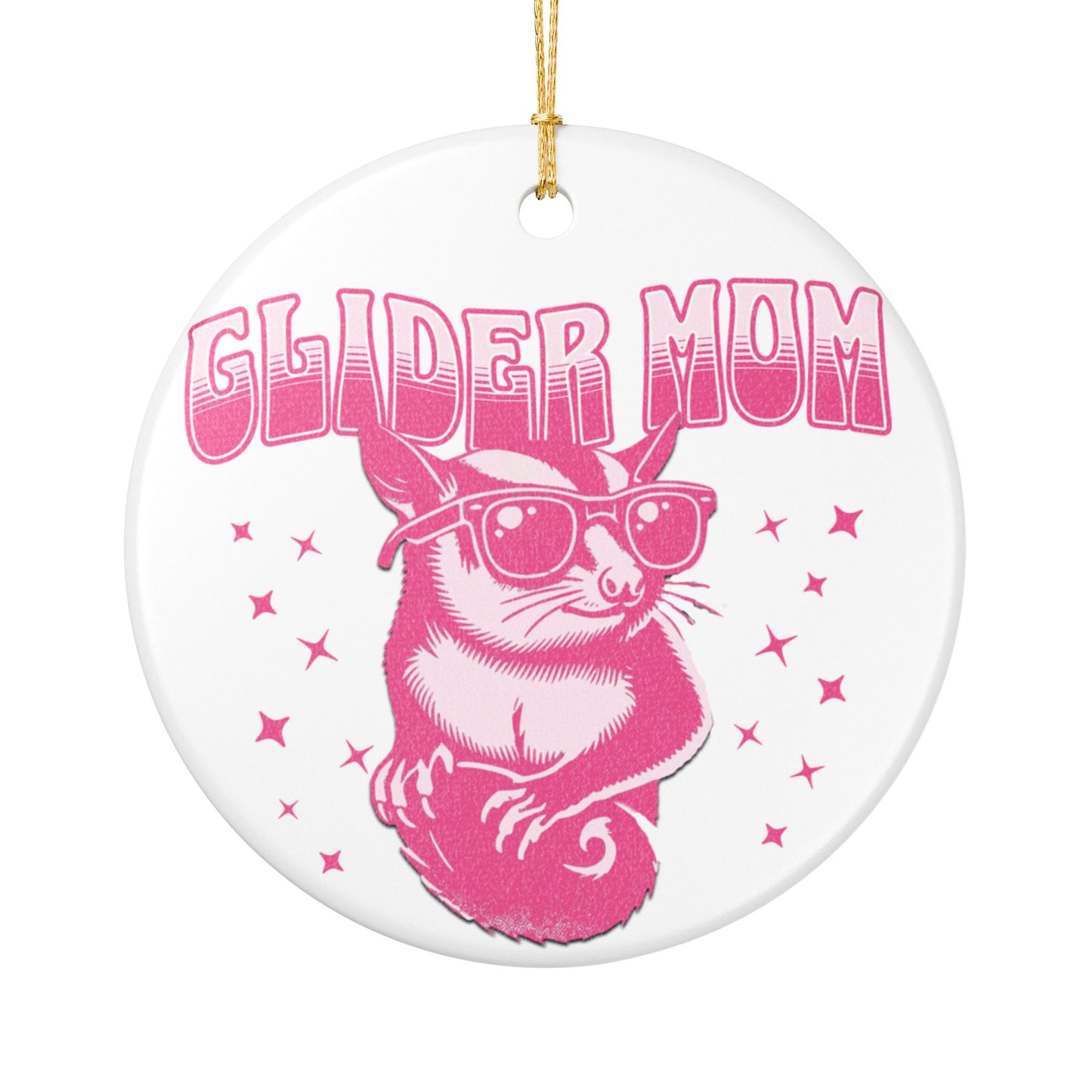 Glider Mom Retro Sugar Glider Ceramic Ornament
