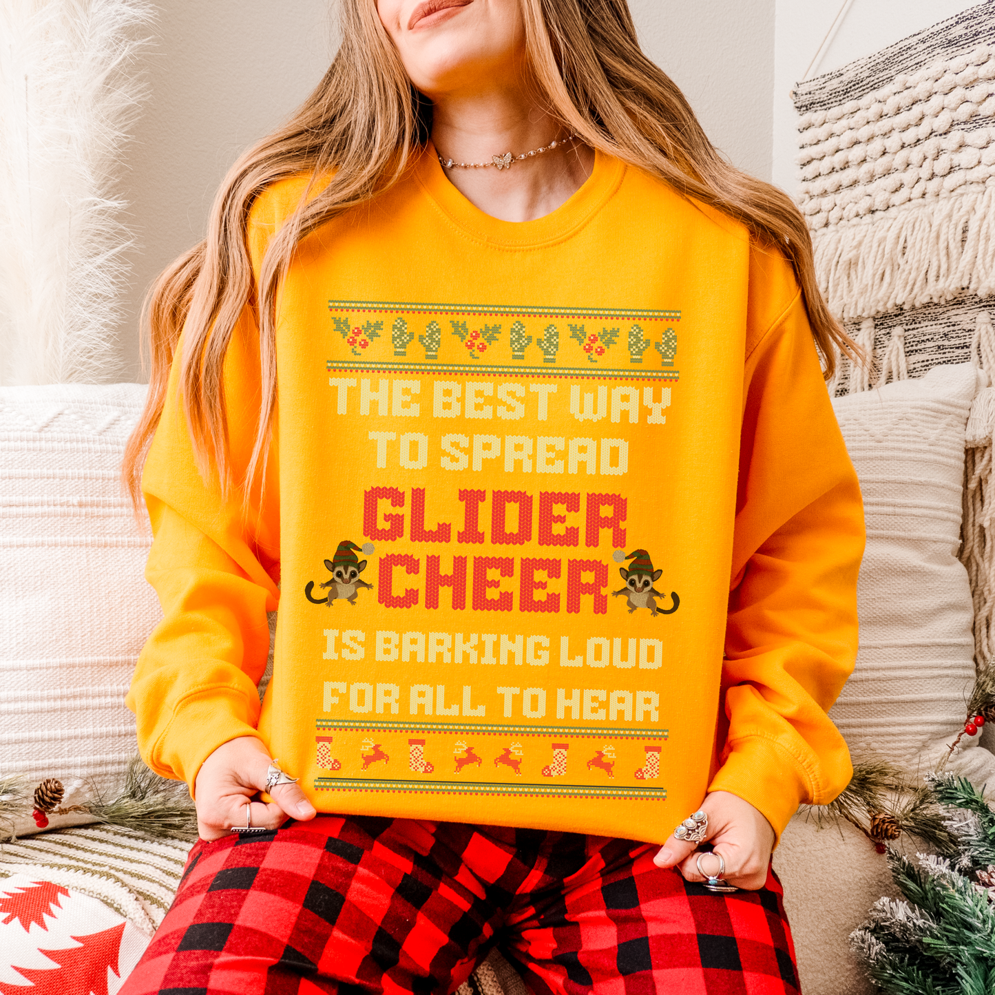 Spread Glider Cheer – Faux Knit Sugar Glider Christmas Sweater