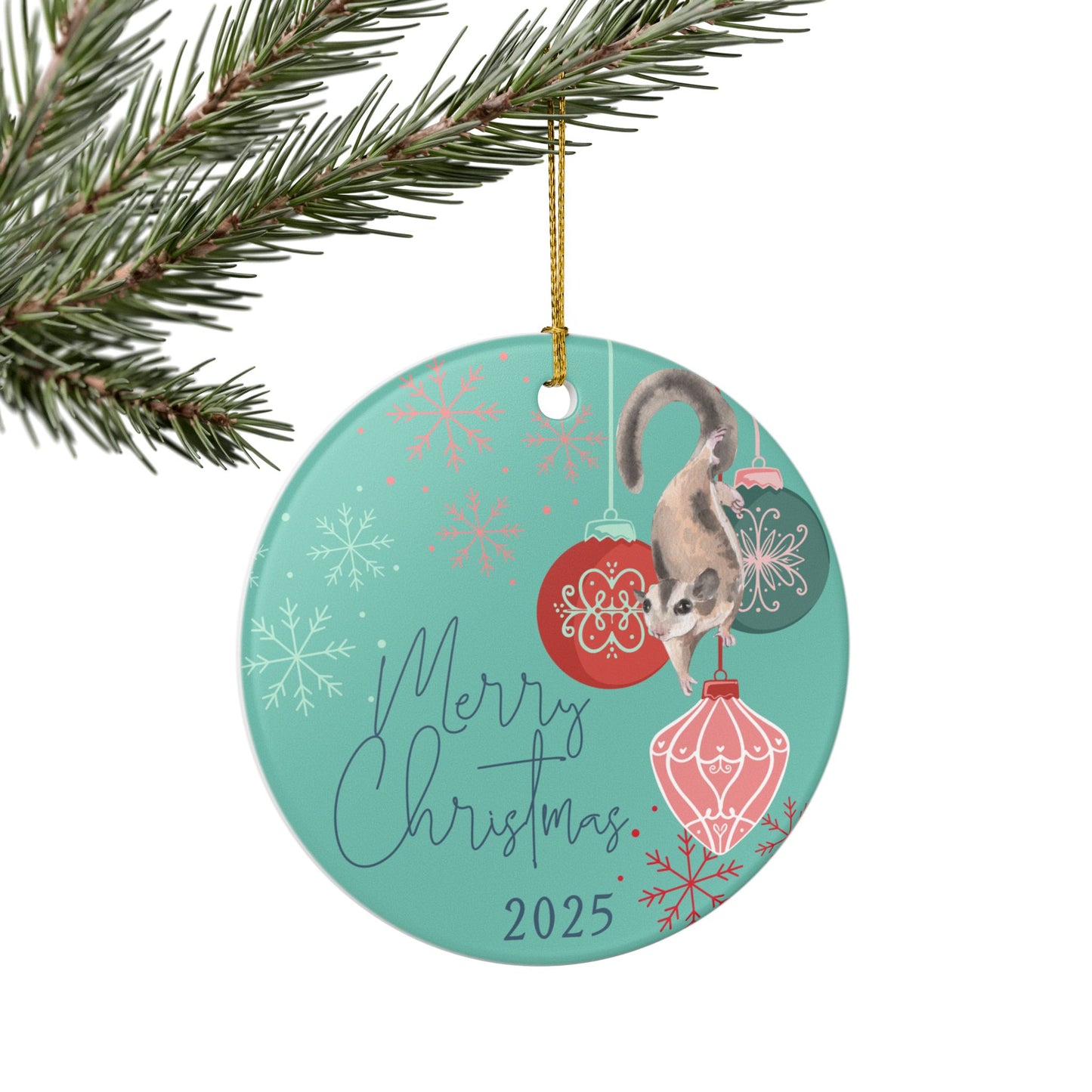 Merry Christmas 2025 Sugar Glider Ornament