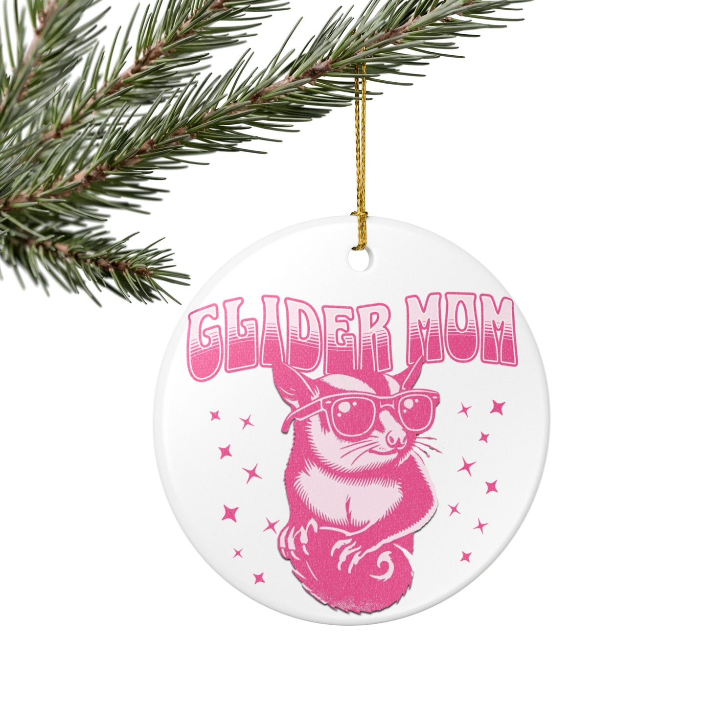 Glider Mom Retro Sugar Glider Ceramic Ornament