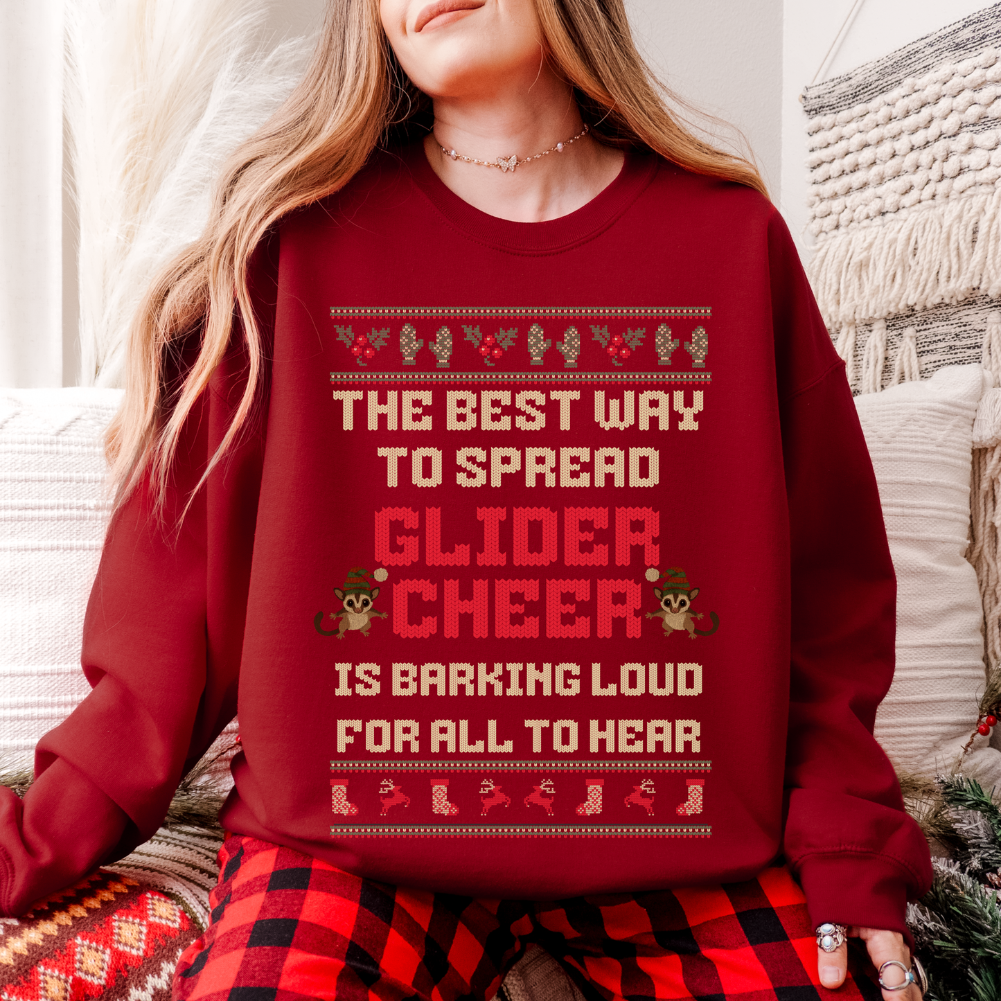 Spread Glider Cheer – Faux Knit Sugar Glider Christmas Sweater
