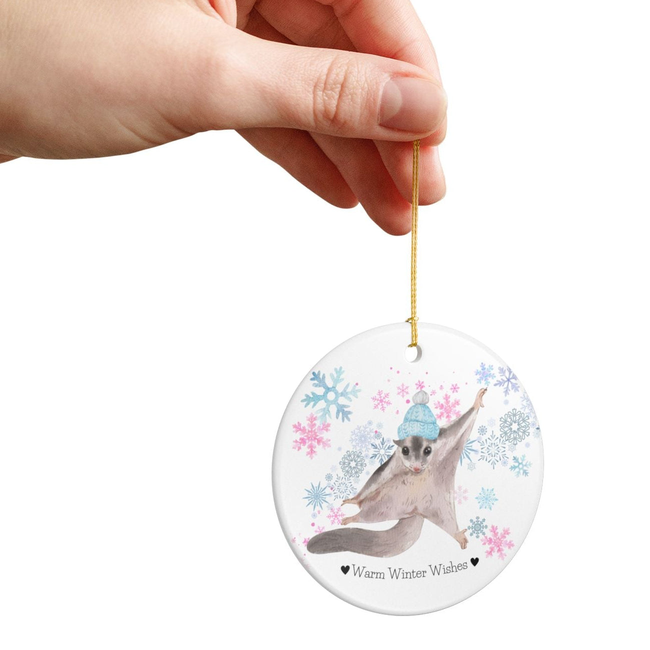Warm Winter Wishes Sugar Glider Ceramic Ornament